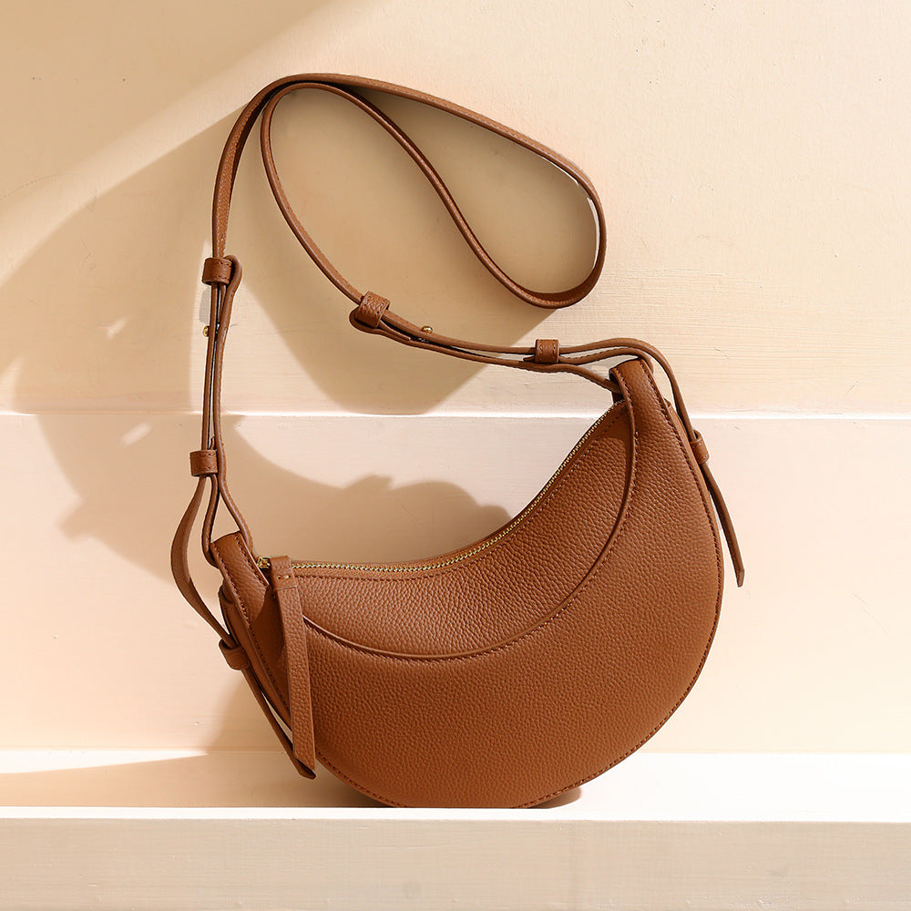 Togo Leather Half Moon Bag