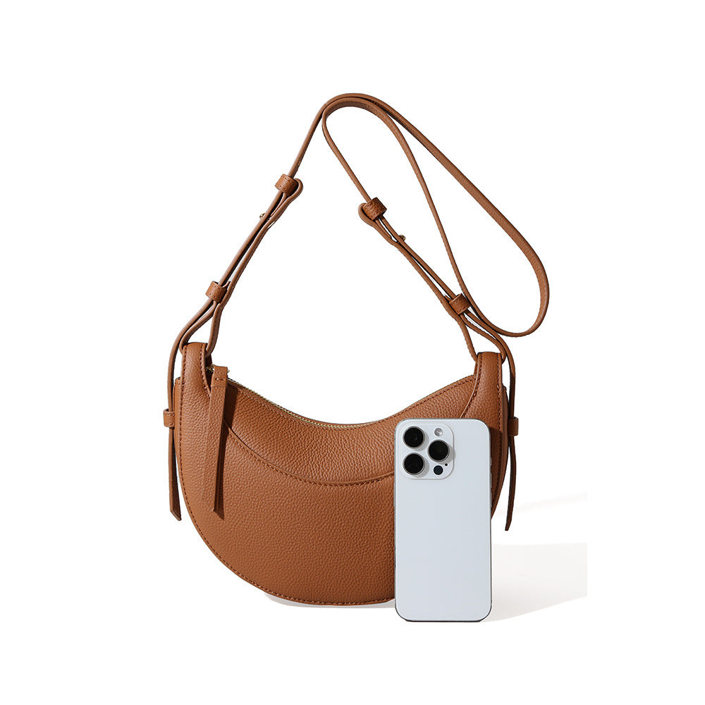 Togo Leather Half Moon Bag