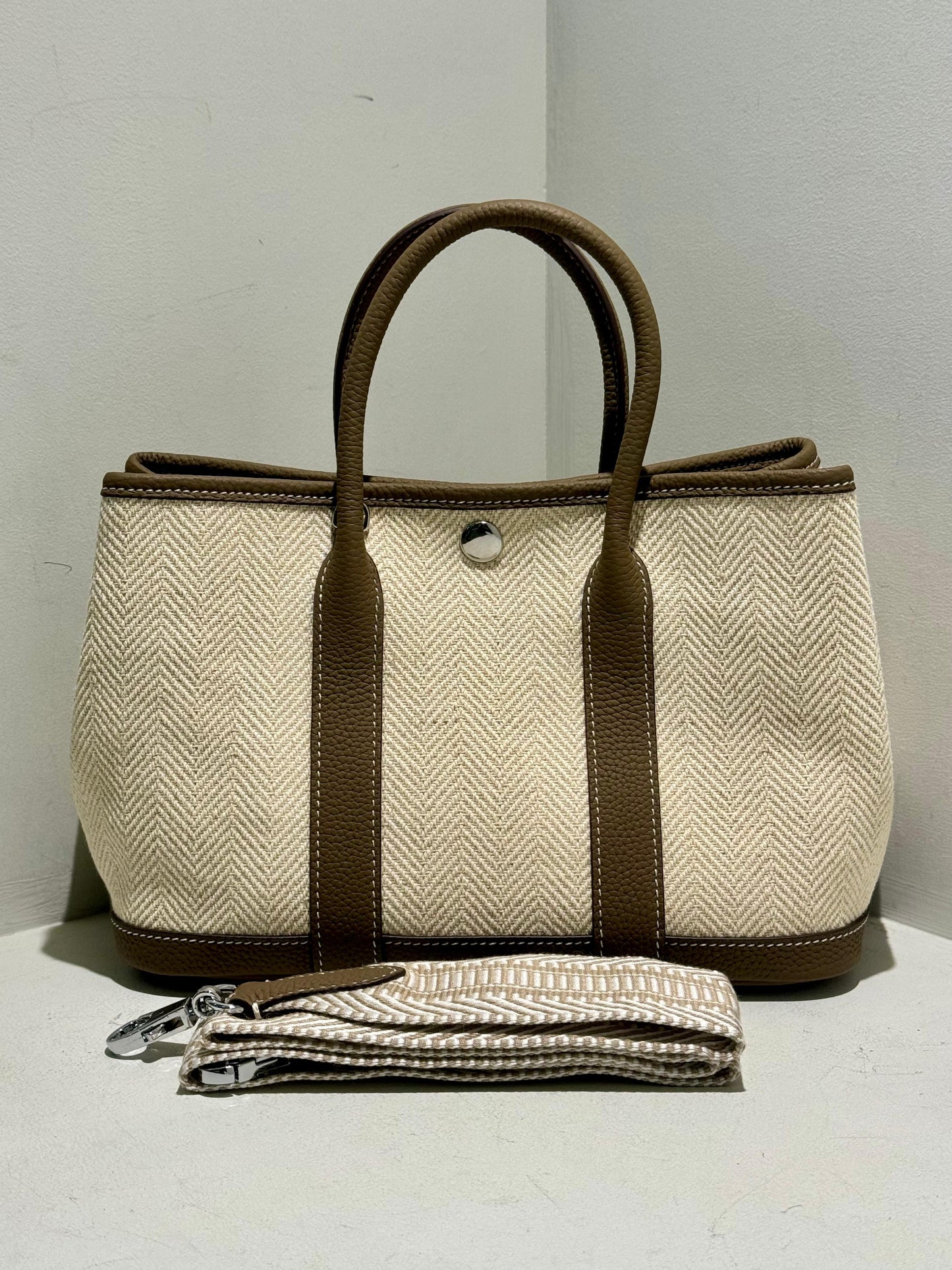 Togo Leather x Canvas Bag