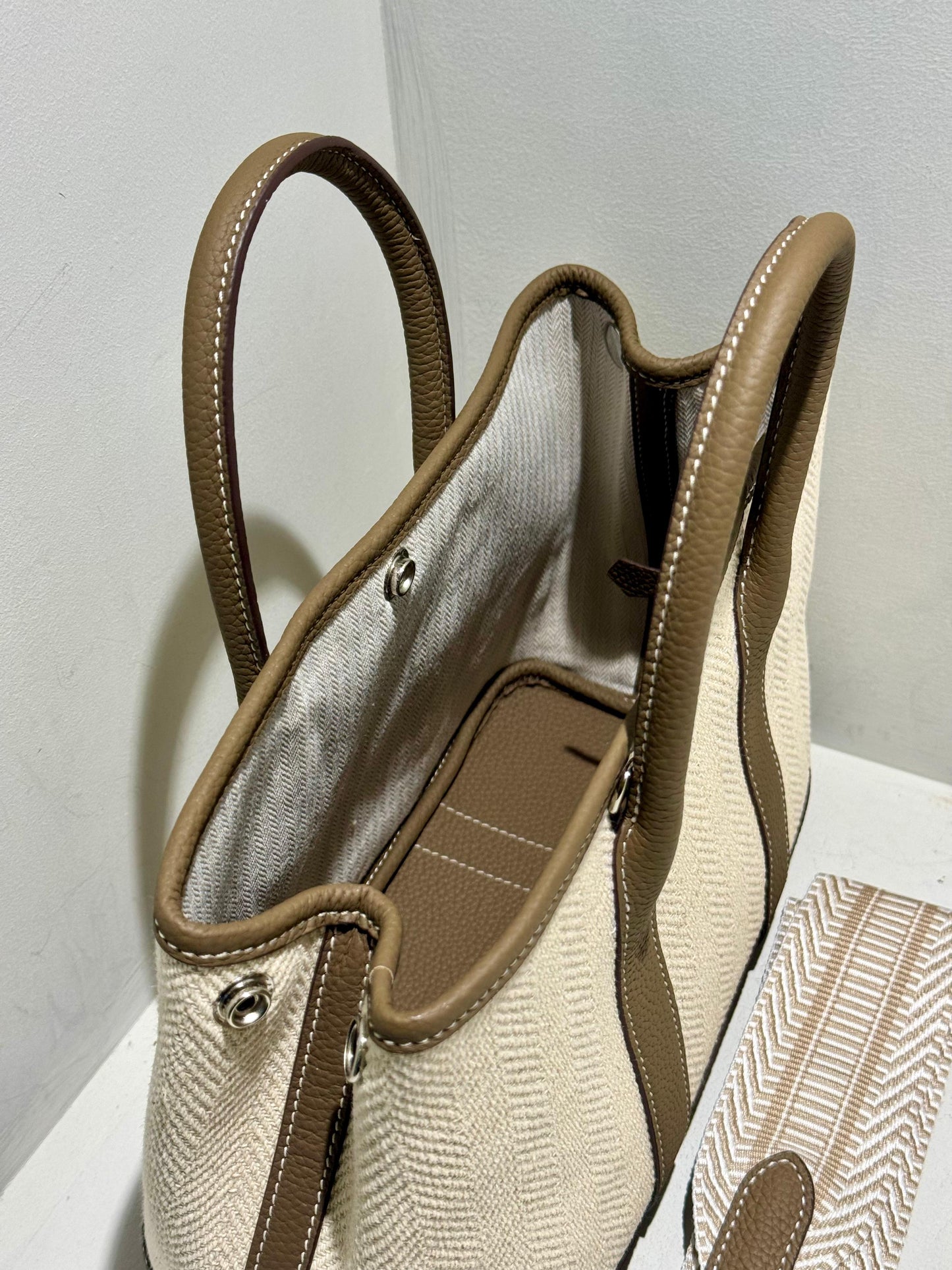 Togo Leather x Canvas Bag