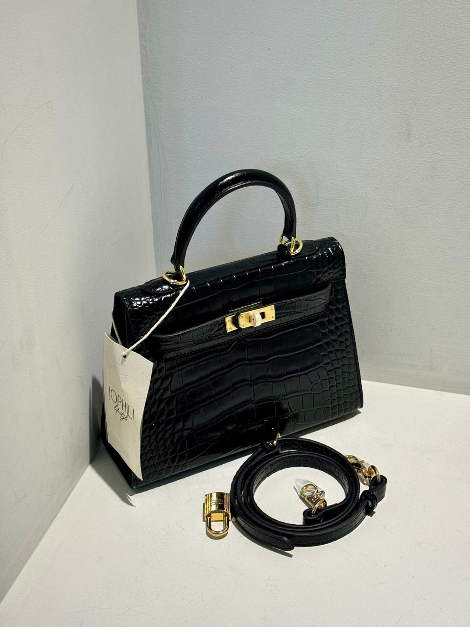 Kelly Inspired Embossed Leather Bag - 22cm