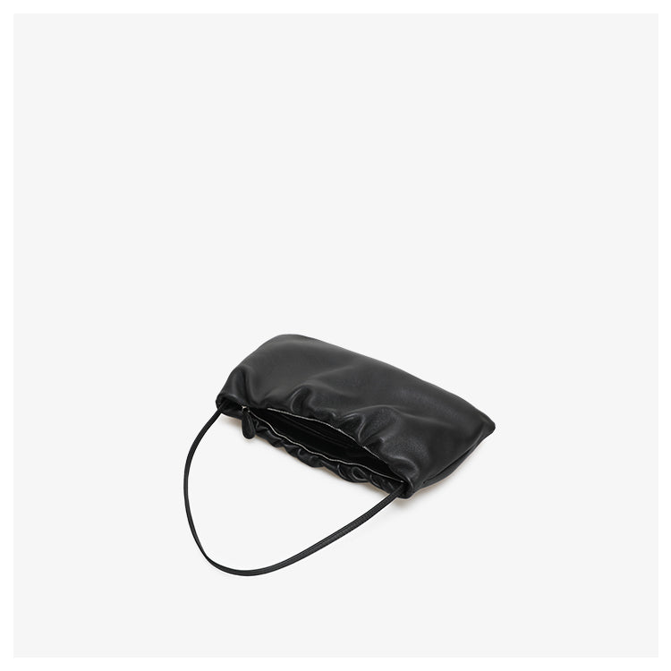 Gathered leather shoulder / crossbody bag