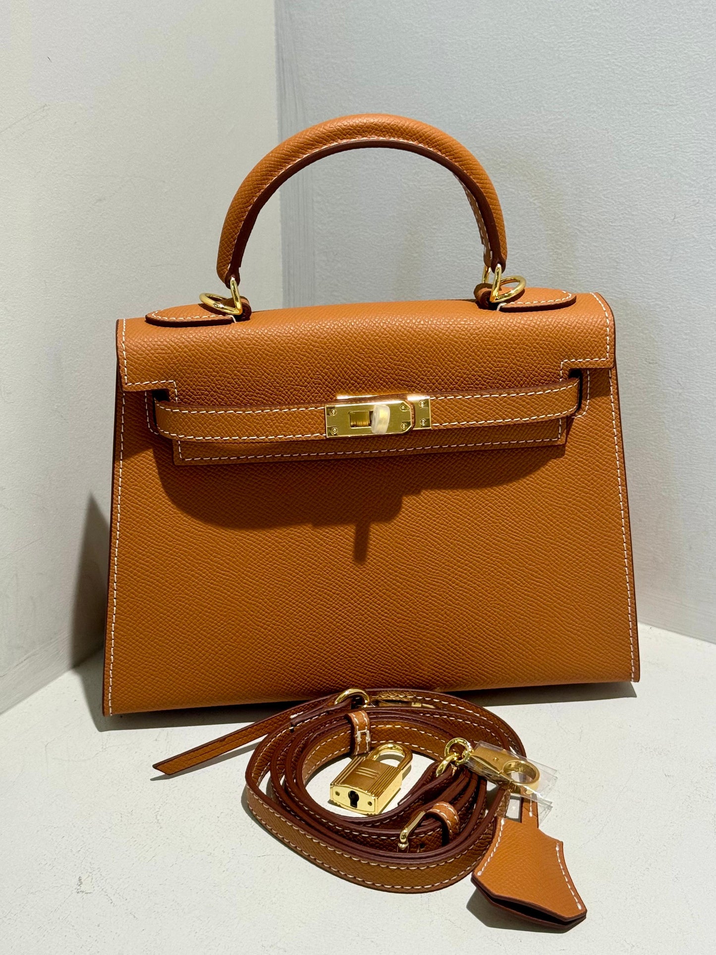 Embossed Leather Bag Kelly Inspired