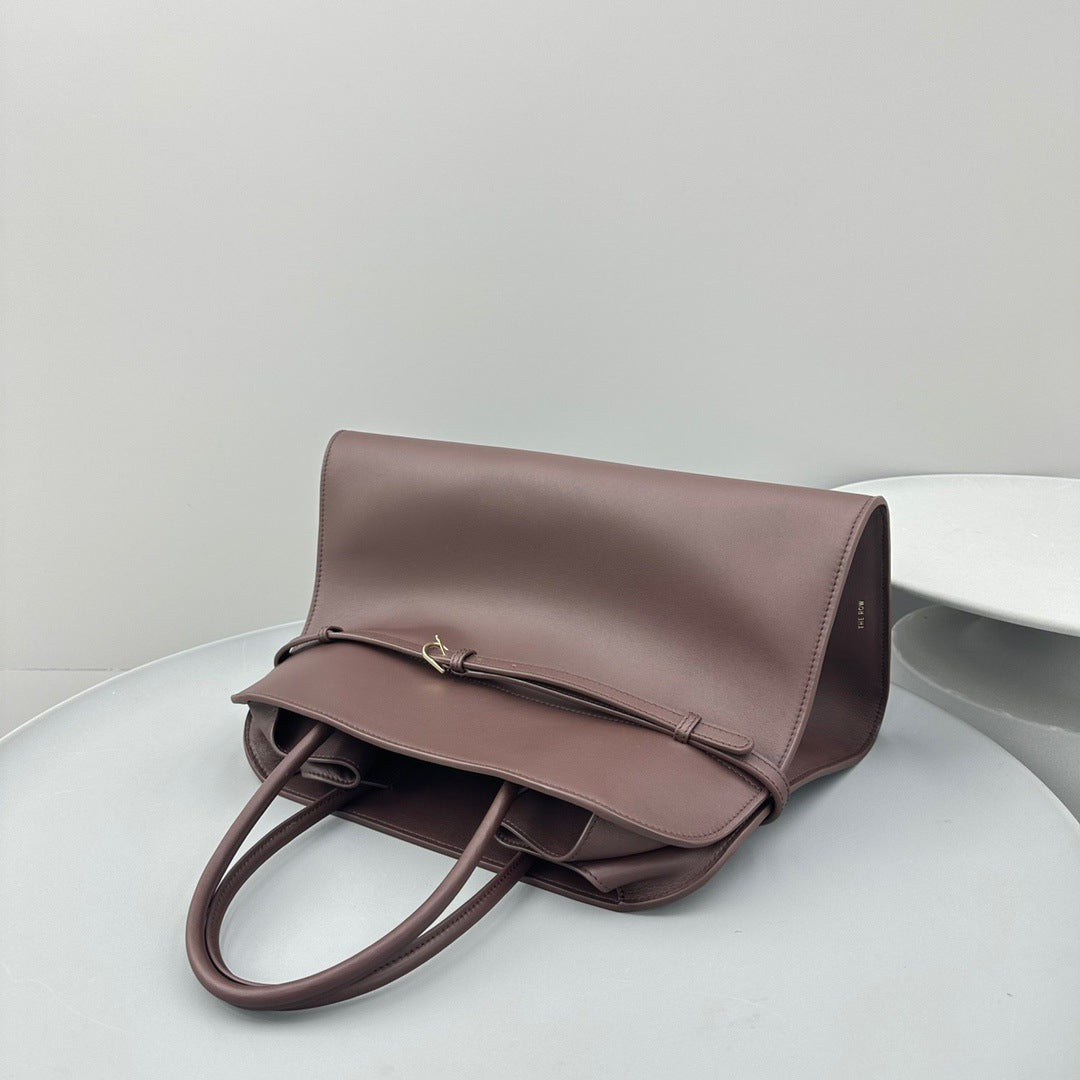 Buckle-detail leather tote bag