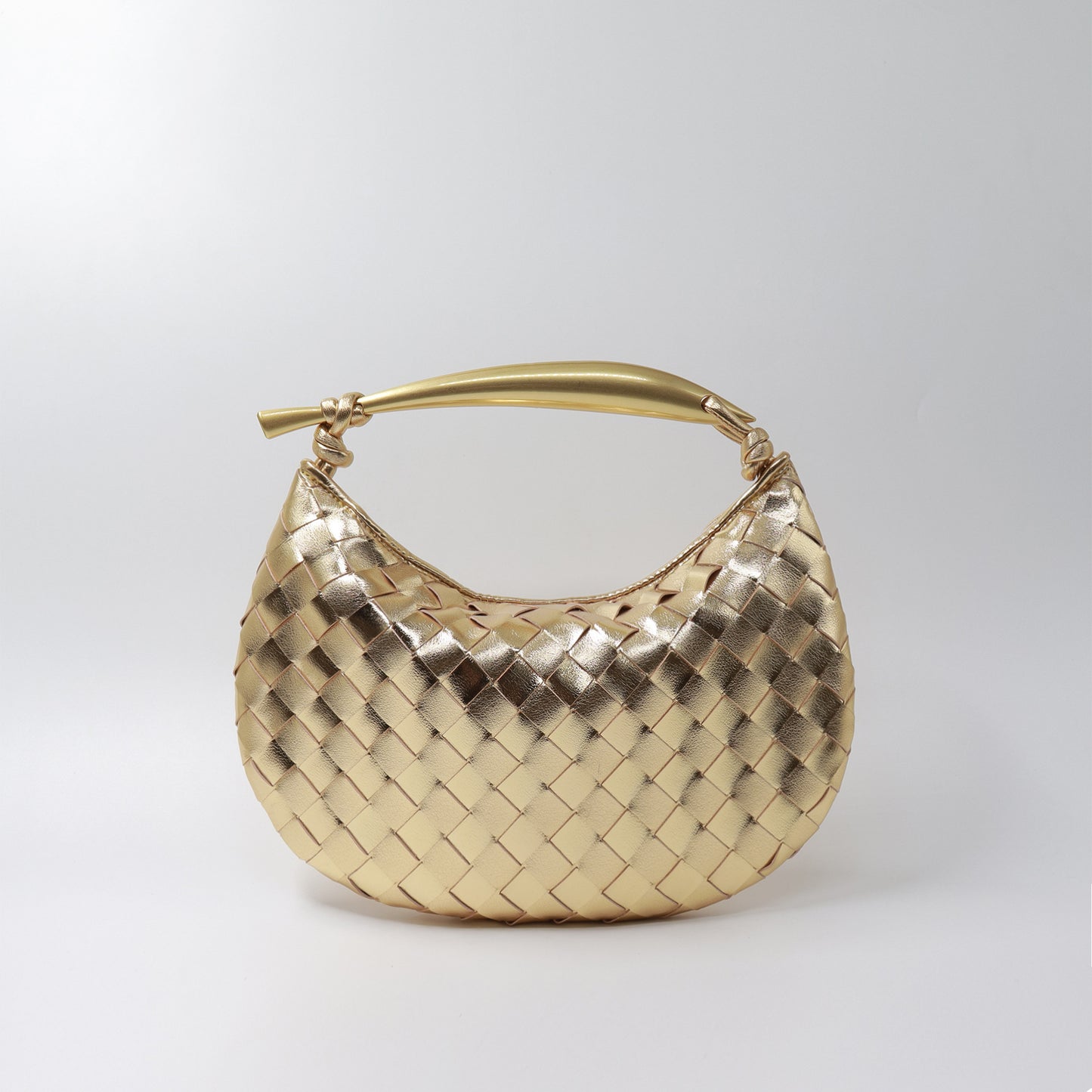 Sardine Inspired Intrecciato Metallic Leather Bag