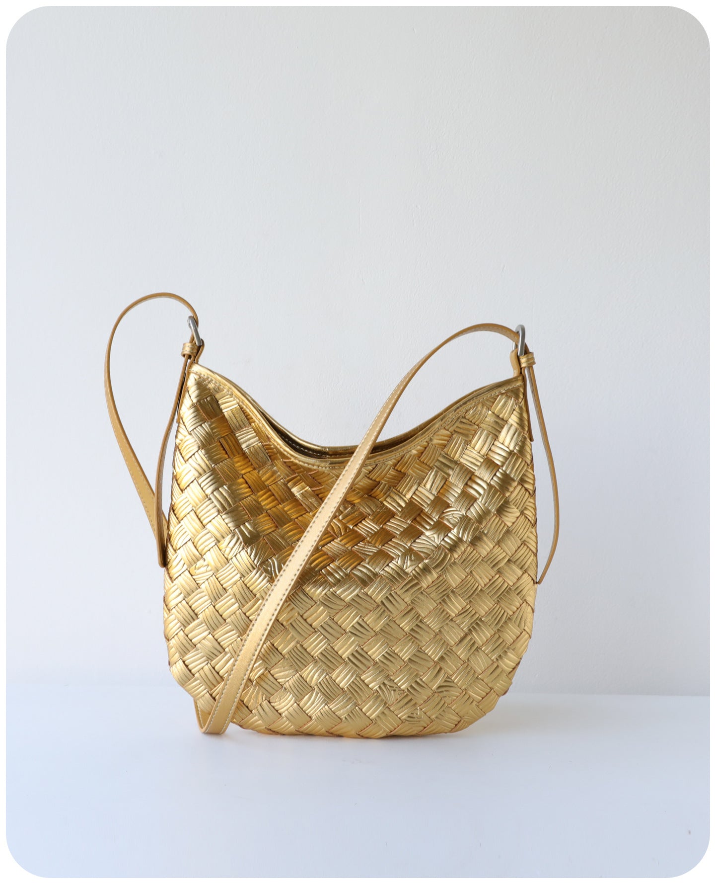Pleated Metallic Leather Bag