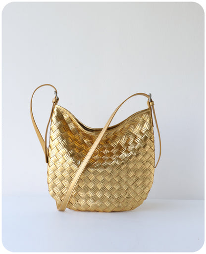 Pleated Metallic Leather Bag