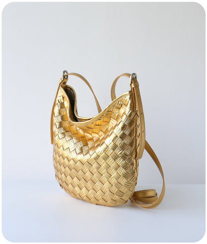 Pleated Metallic Leather Bag