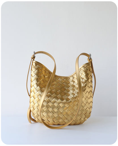 Pleated Metallic Leather Bag
