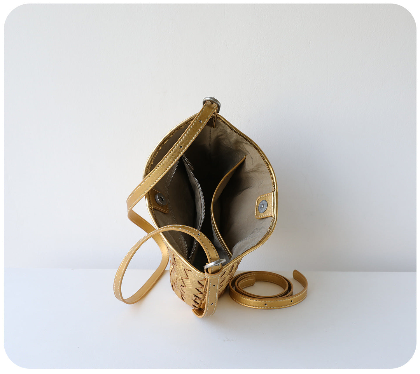 Pleated Metallic Leather Bag