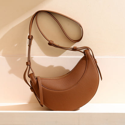 Togo Leather Half Moon Bag