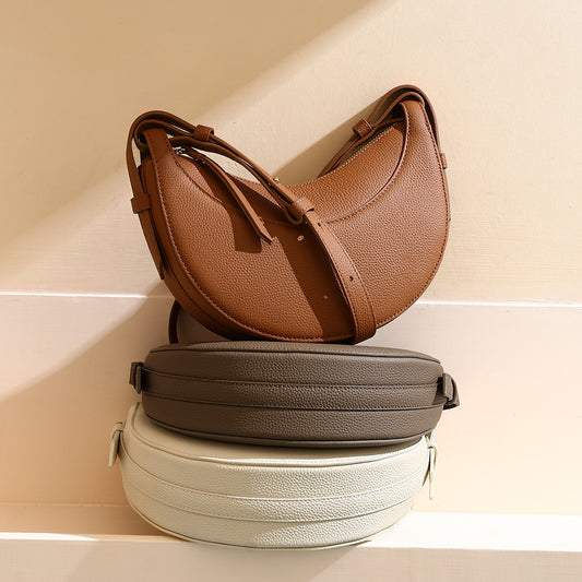Togo Leather Half Moon Bag