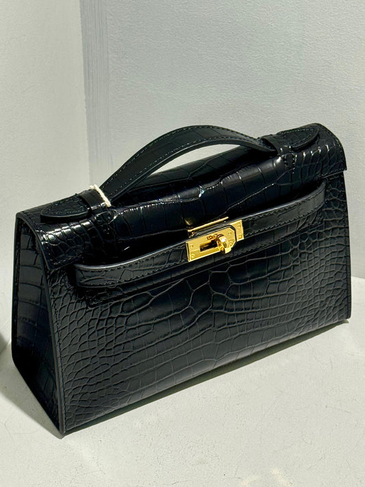 Kelly Inspired Embossed Leather Bag - 22cm