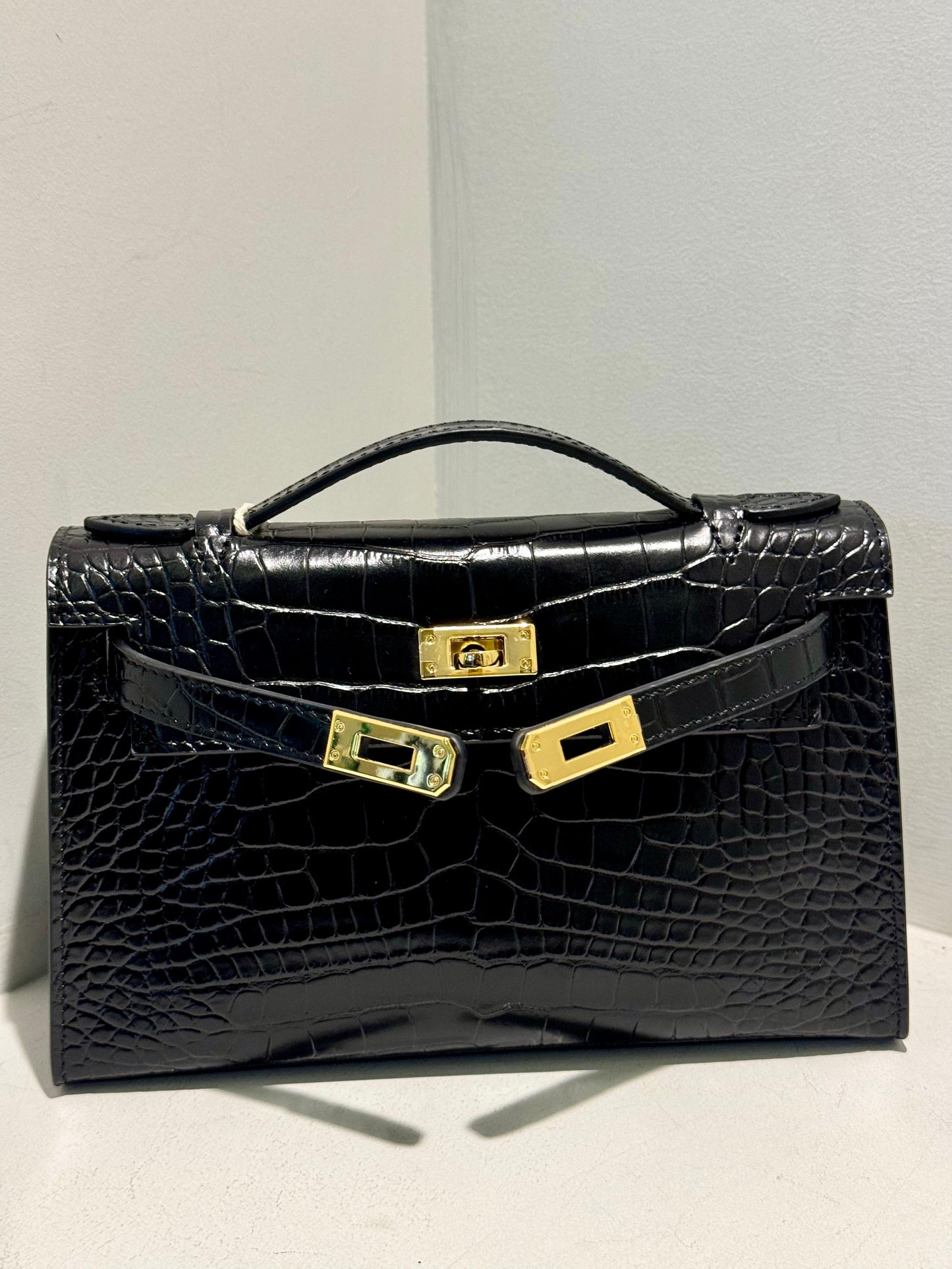Kelly Inspired Embossed Leather Bag - 22cm