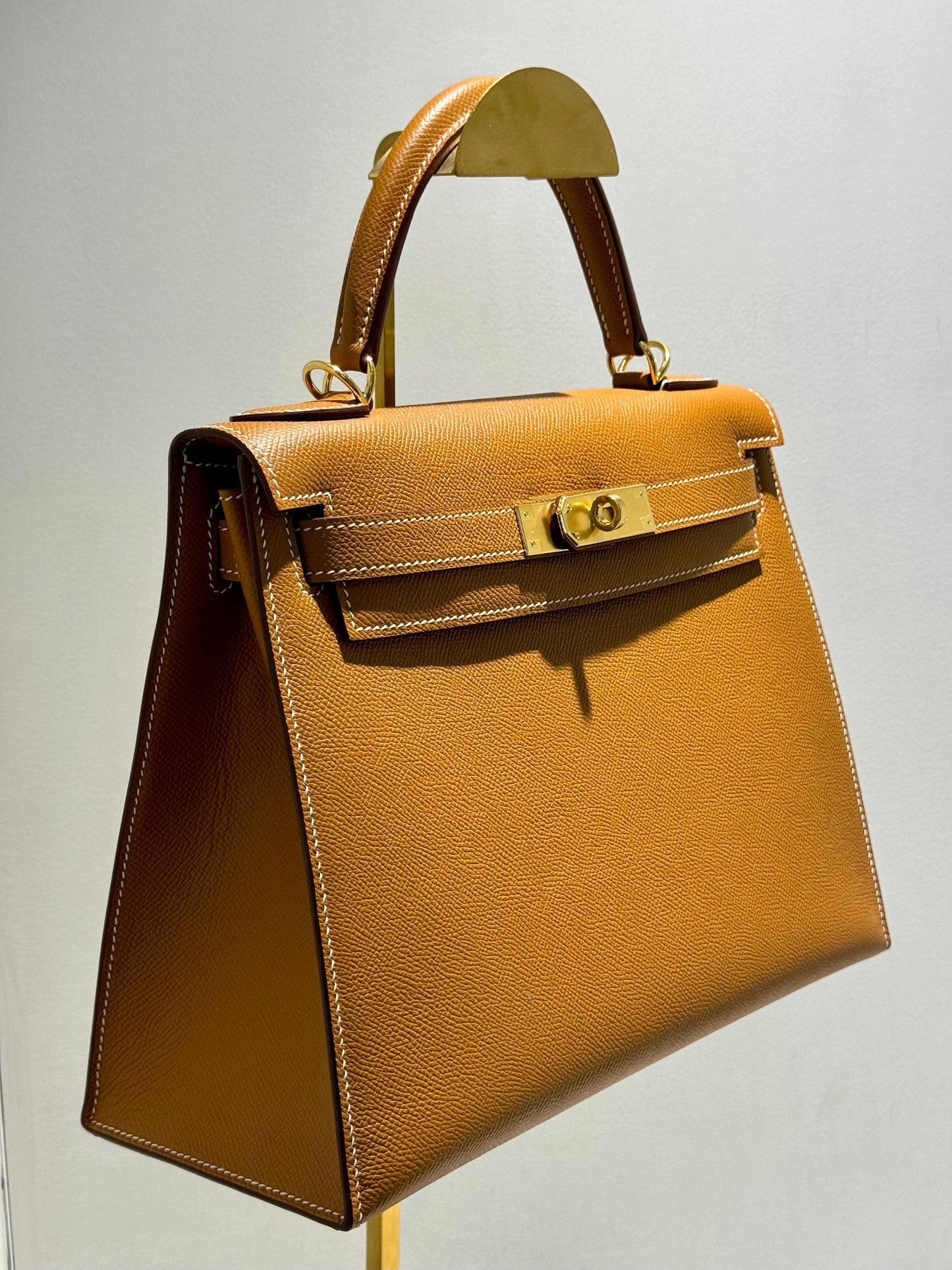 Handmade Kelly Inspired Embossed Leather Bag - 28cm