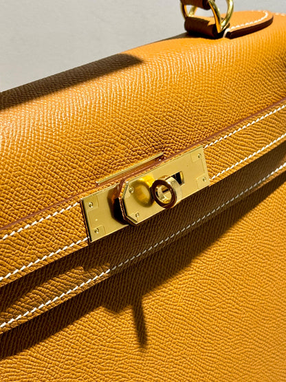 Handmade Kelly Inspired Embossed Leather Bag - 28cm