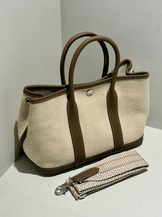 Togo Leather x Canvas Bag