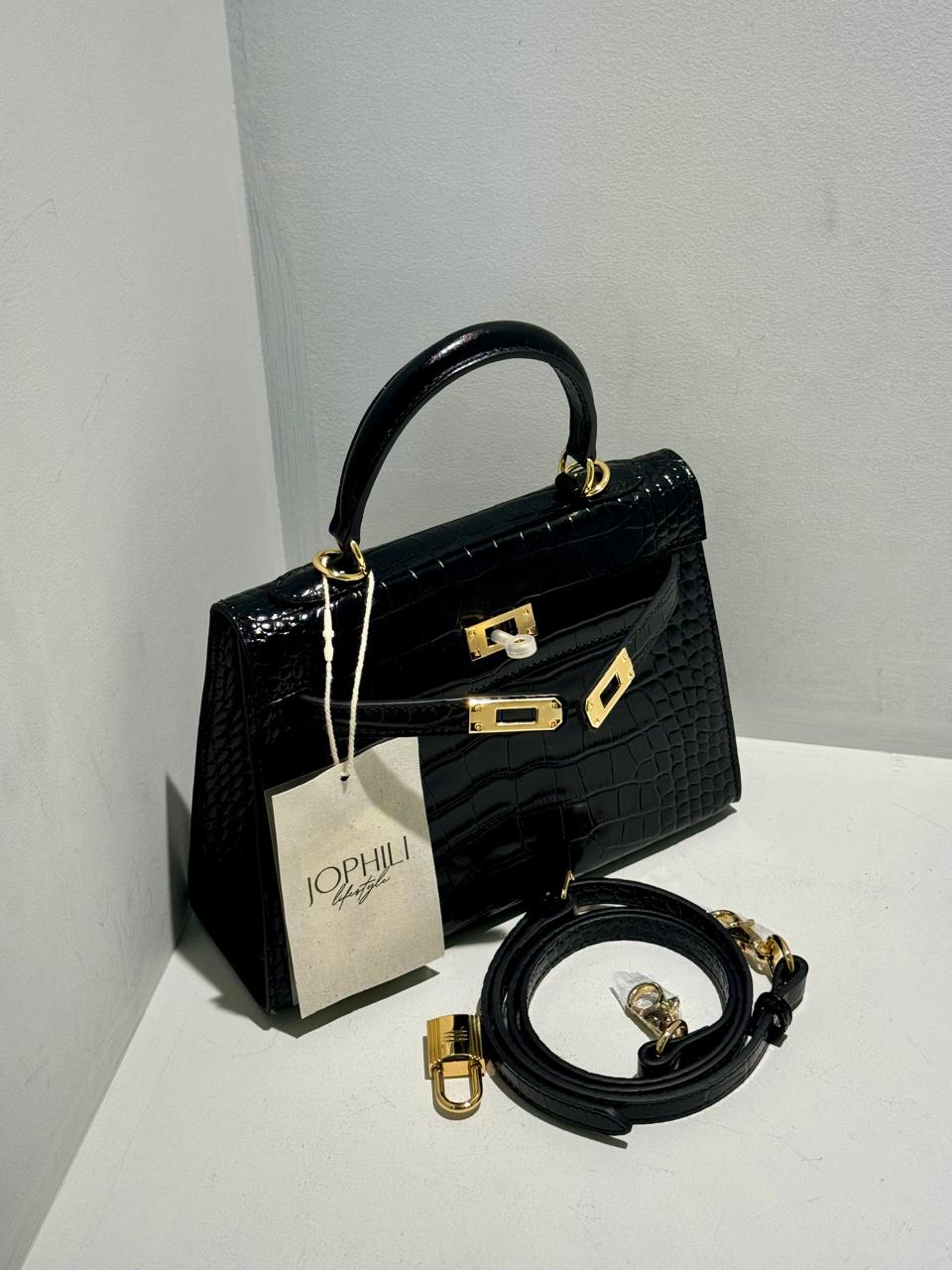 Kelly Inspired Embossed Leather Bag - 22cm