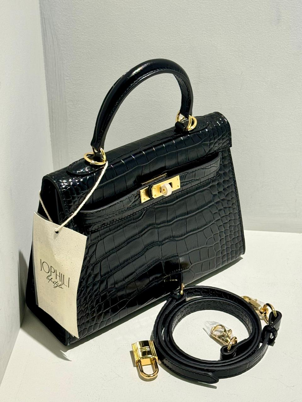 Kelly Inspired Embossed Leather Bag - 22cm