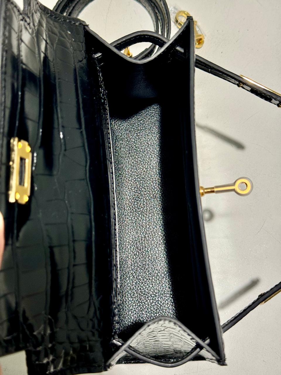 Kelly Inspired Embossed Leather Bag - 22cm