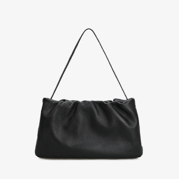 Gathered leather shoulder / crossbody bag