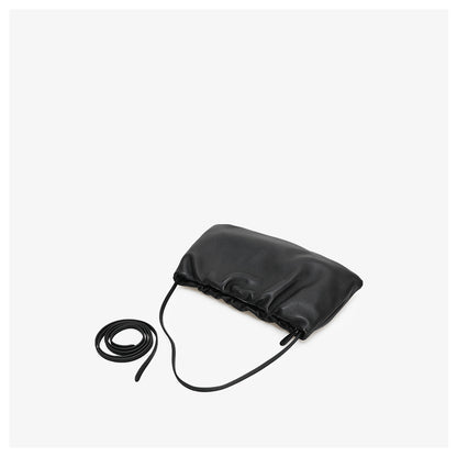 Gathered leather shoulder / crossbody bag