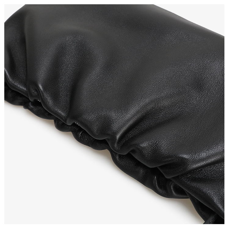 Gathered leather shoulder / crossbody bag