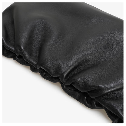 Gathered leather shoulder / crossbody bag