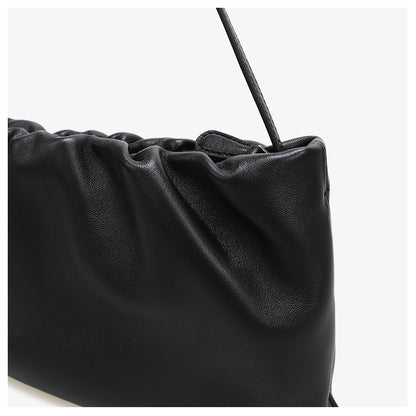 Gathered leather shoulder / crossbody bag