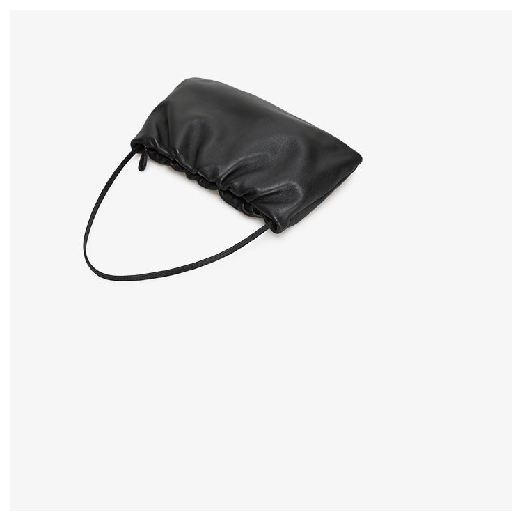 Gathered leather shoulder / crossbody bag
