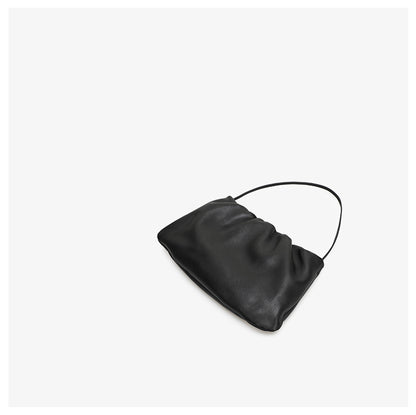 Gathered leather shoulder / crossbody bag