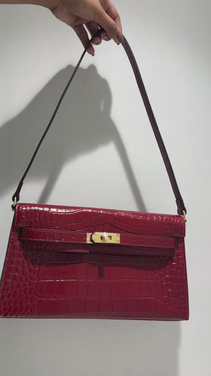 Kelly Inspired Embossed Leather Bag
