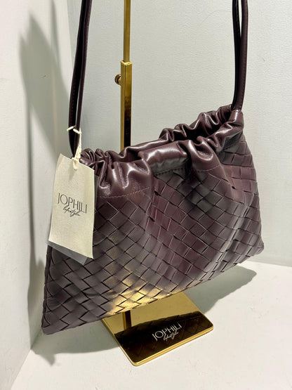 Pleated Brown Leather Bag