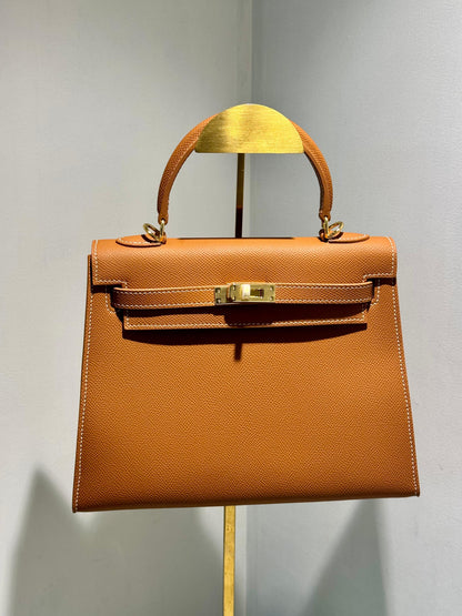Kelly Inspired Embossed Leather Bag - 25cm