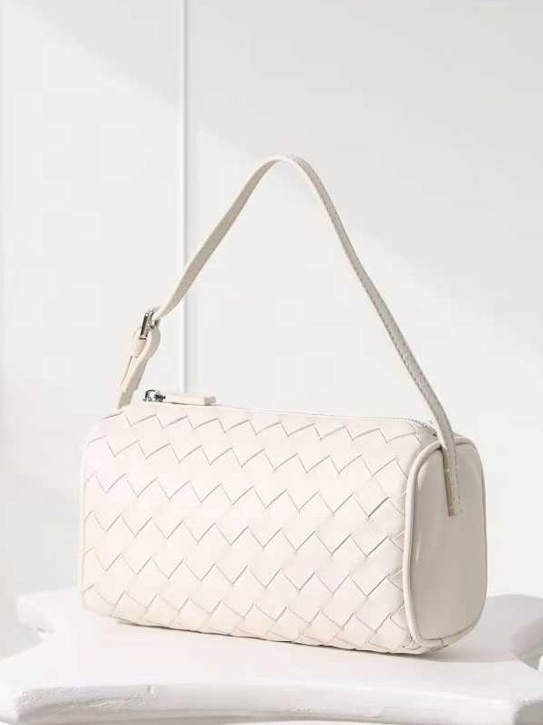 Pleated Leather Bag - White