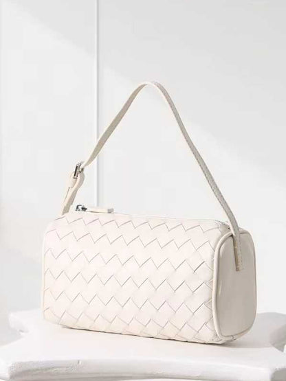 Pleated Leather Bag - White