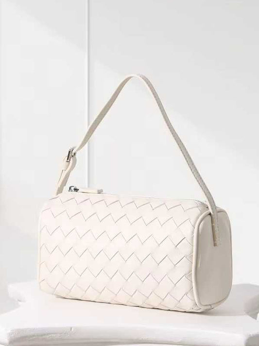 Pleated Leather Bag - White