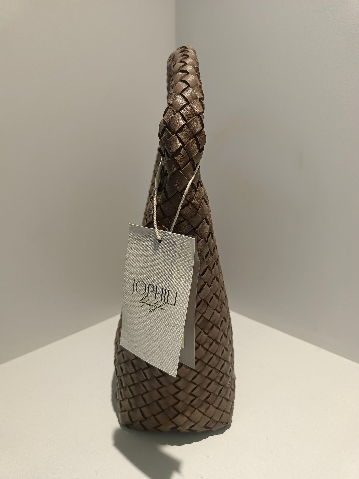 Double Side Pleated Leather Tote