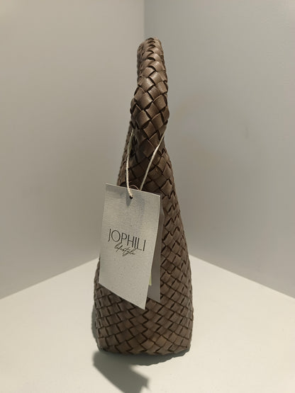 Double Side Pleated Leather Tote