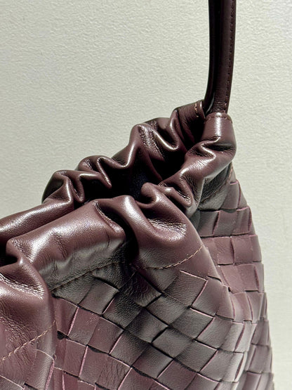 Pleated Brown Leather Bag