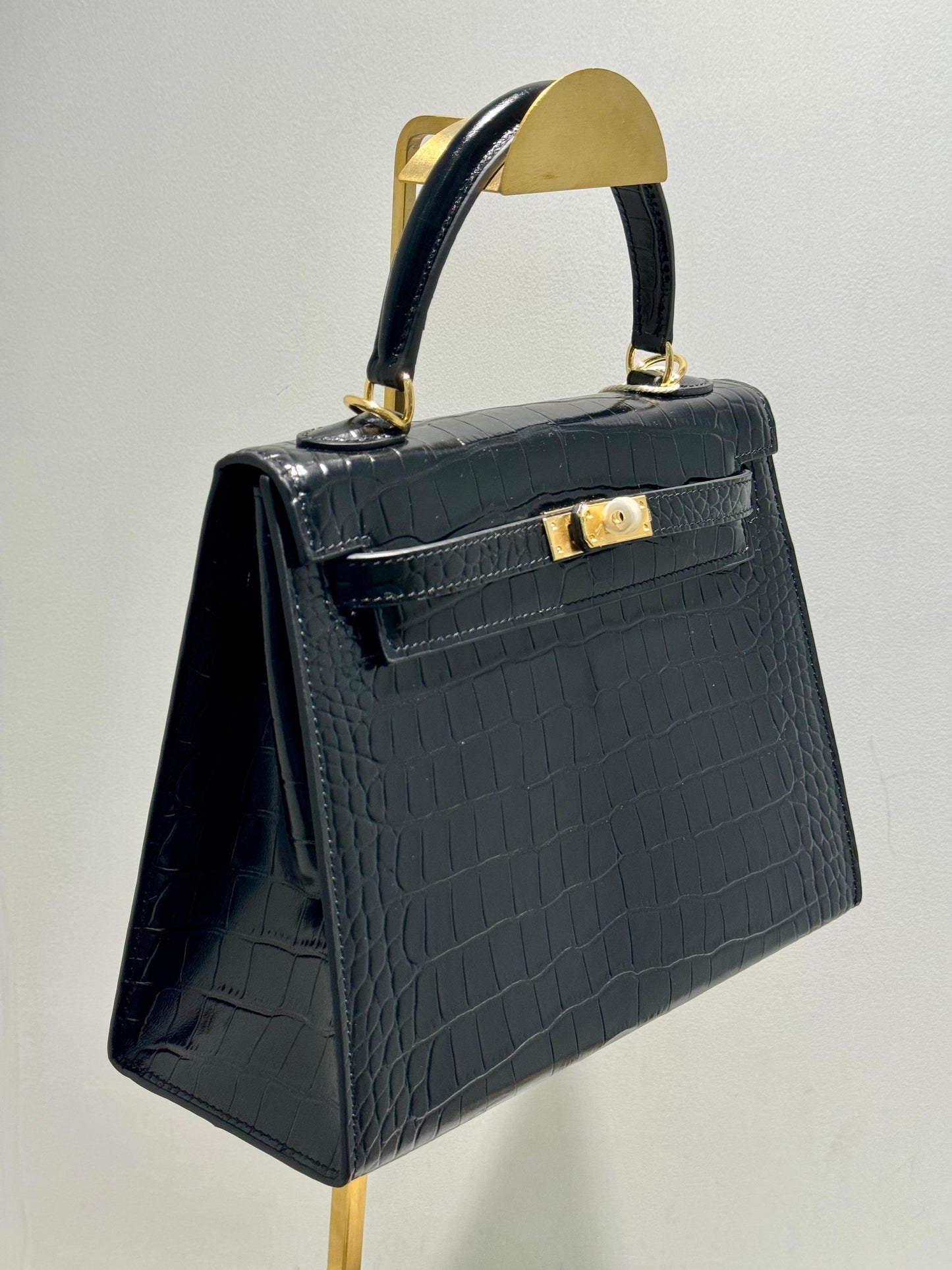 Kelly Inspired Embossed Leather Bag - 25cm