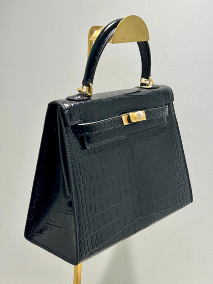 Kelly Inspired Embossed Leather Bag - 25cm