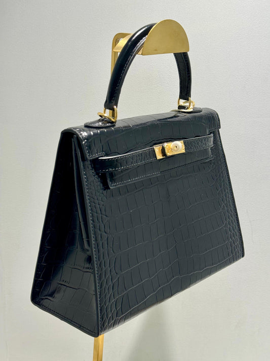 Kelly Inspired Embossed Leather Bag - 25cm