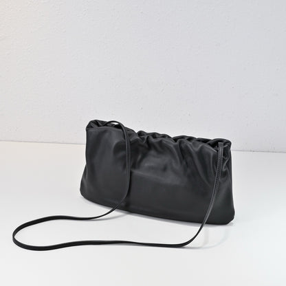 Gathered leather shoulder / crossbody bag