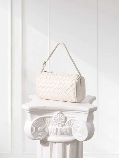Pleated Leather Bag - White