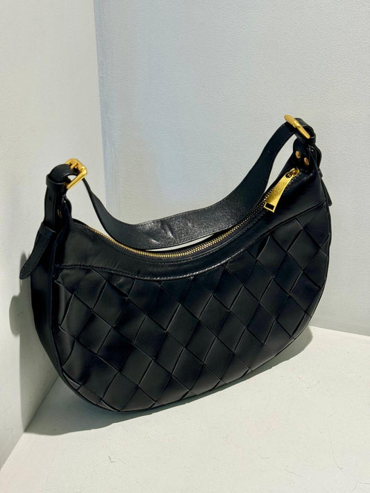Pleated Half Moon Bag