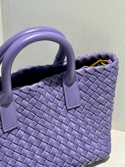 Double Side Pleated MIni Leather Tote