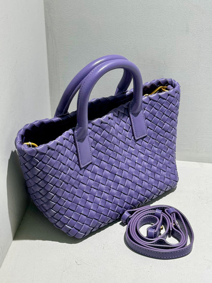 Double Side Pleated MIni Leather Tote
