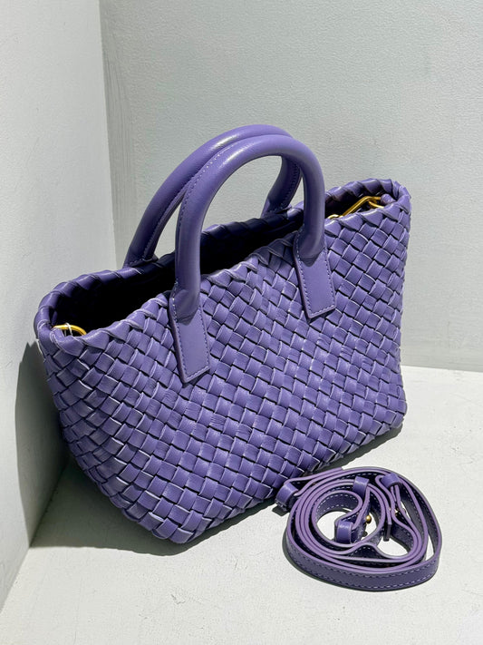 Double Side Pleated MIni Leather Tote