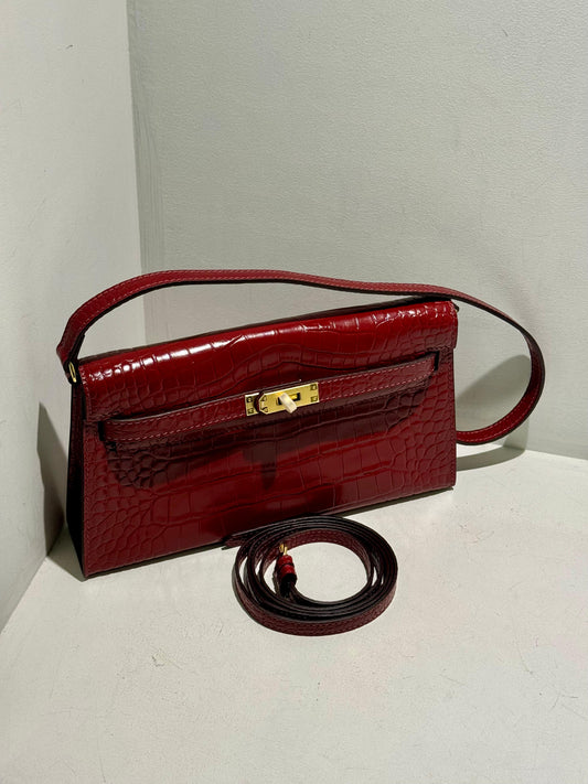 Kelly Inspired Embossed Leather Bag